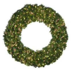 60" Lit Warm White And Red Deluxe Oregon Fir Wreath - Bow Option Available