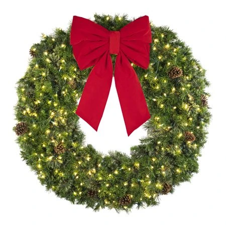 72" Deluxe Mixed Pine Wreath, Lit - Bow Option Available 4 72" Deluxe Mixed Pine Wreath, Lit - Bow Option Available - Image 4