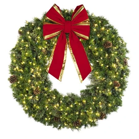 72" Deluxe Mixed Pine Wreath, Lit - Bow Option Available 3 72" Deluxe Mixed Pine Wreath, Lit - Bow Option Available - Image 3