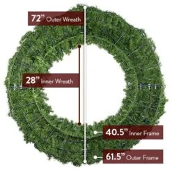 72" Lit Multi Deluxe Oregon Fir Wreath - Bow Option Available -Twinkly Sales Shop w 72 dof 6 back diagram 1 1 1 2 1