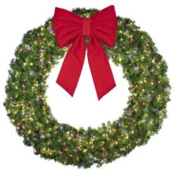 72" Lit Multi Deluxe Oregon Fir Wreath - Bow Option Available -Twinkly Sales Shop w 72 dofl 6 m b vb 24 r
