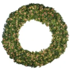 72" Lit Red Deluxe Oregon Fir Wreath - Bow Option Available
