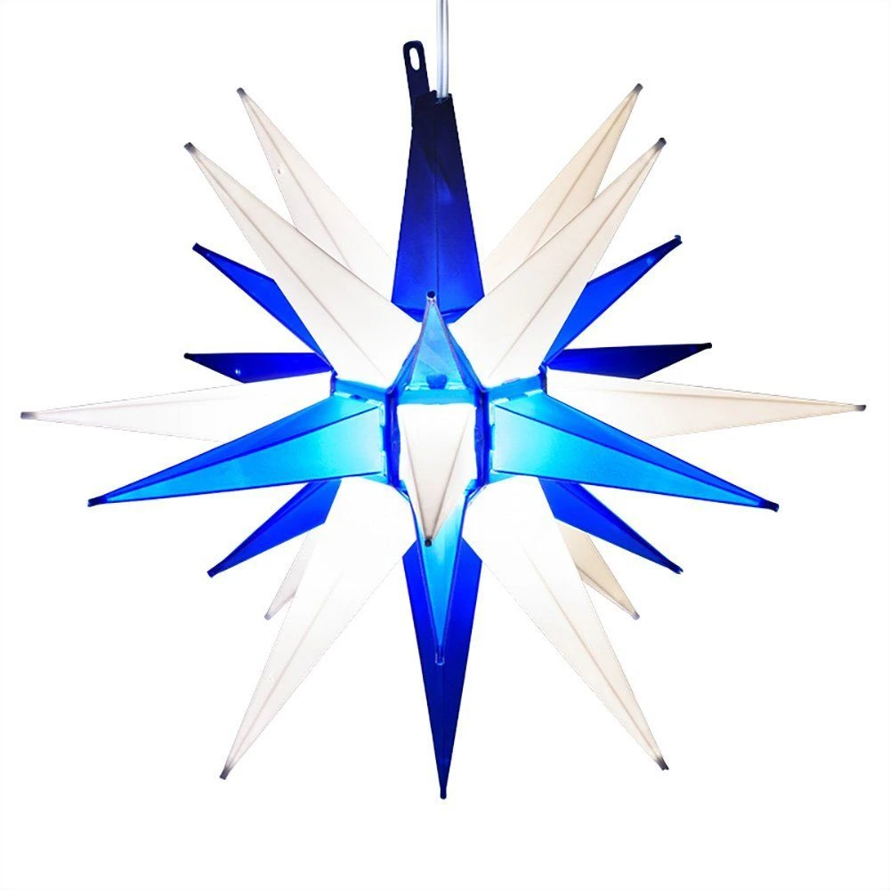 14" Moravian Star, Blue And White 1 14" Moravian Star, Blue And White